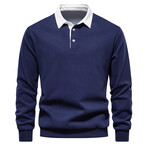 Long Sleeve Polo Sweatshirt // Navy Blue (L)