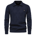 Long Sleeve Polo Shirt // Navy Blue (XL)
