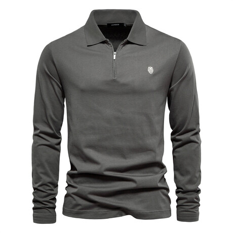 Long Sleeve Quarter Zip Polo Shirt // Dark Gray (XS)