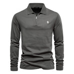 Long Sleeve Quarter Zip Polo Shirt // Dark Gray (M)