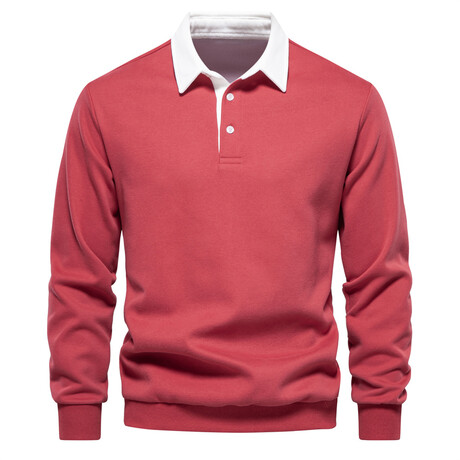 Long Sleeve Polo Sweatshirt // Red (XS)
