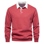 Long Sleeve Polo Sweatshirt // Red (L)