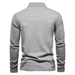 Long Sleeve Quarter Zip Polo Shirt // Light Gray (M)
