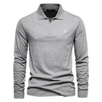 Long Sleeve Quarter Zip Polo Shirt // Light Gray (XL)