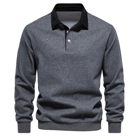 Long Sleeve Polo Sweatshirt // Dark Gray (XS)