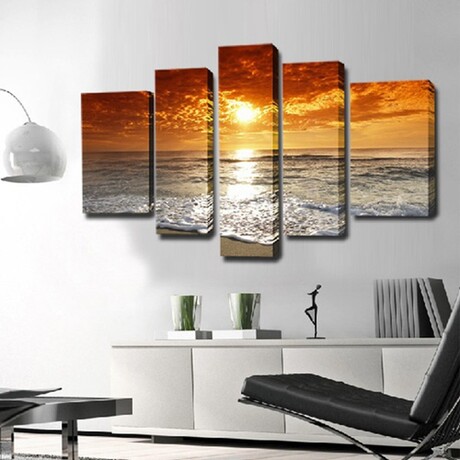 Framed Canvas Print Pentaptych Pictures // Summer Beach