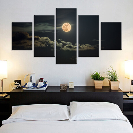 Framed Canvas Print Pentaptych Pictures // Midnight Moon