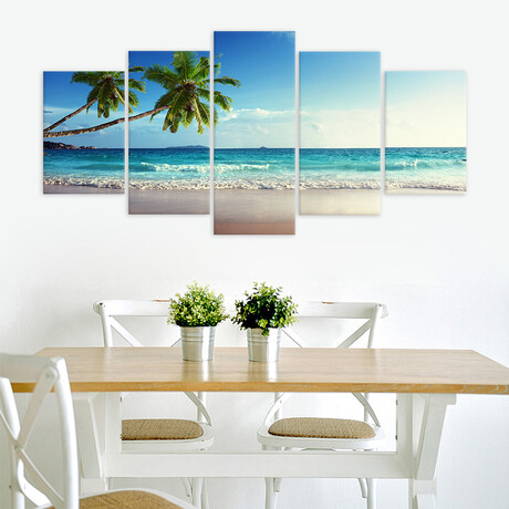 Framed Canvas Print Pentaptych Pictures // Tropical beach