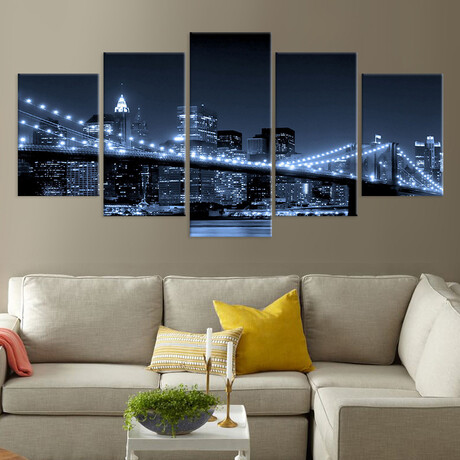 Framed Canvas Print Pentaptych Pictures // Colroful Nigthlife