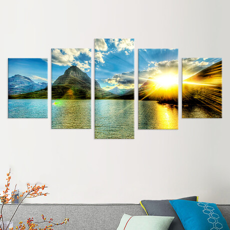 Framed Canvas Print Pentaptych Pictures // Amazing Sunset
