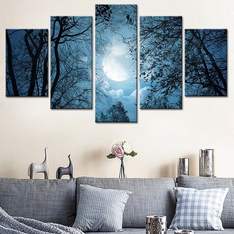 Framed Canvas Print Pentaptych Pictures // Night Sky