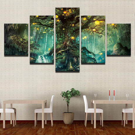 Framed Canvas Print Pentaptych Pictures // Majestic Forest