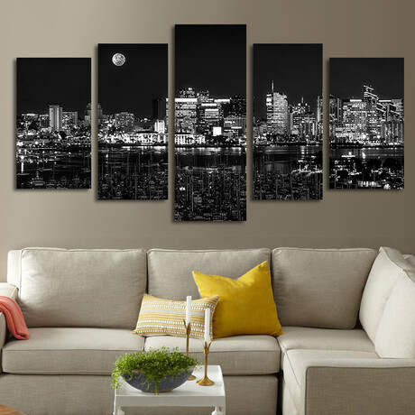 Framed Canvas Print Pentaptych Pictures // Beautiful Nightlife