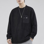 Sweatshirt with Zip Up Front Pocket // Black (XL)