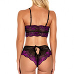 Lace Bralette + Lace Short  // Black + Purple (L)