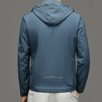 Zip Up Hooded Jacket // Gray Blue (L)