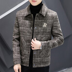 Imitated Mink Wool Jackte Plaid Pattern // Khaki (L)
