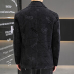 Button Up Jacket // Black + Prints (M)