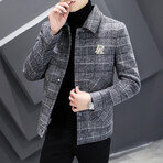 Imitated Mink Wool Jackte Plaid Pattern // Gray (XS)