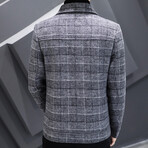 Imitated Mink Wool Jackte Plaid Pattern // Gray (XL)