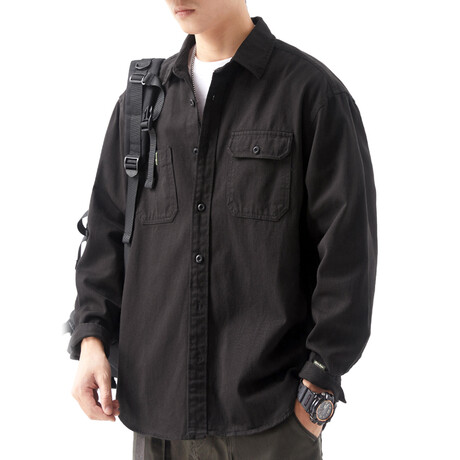 Button Up Shirt Jacket // Black // Style 2 (XS)