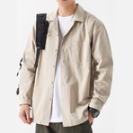Button Up Shirt Jacket // Khaki // Style 3 (XL)