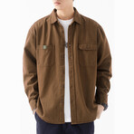 Button Up Shirt Jacket // Brown // Style 2 (L)