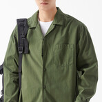 Button Up Shirt Jacket // Army Green (XL)