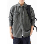 Button Up Shirt Jacket // Gray // Style 2 (L)