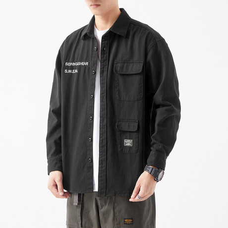 Button Up Shirt Jacket // Black // Style 3 (XS)