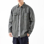 Button Up Shirt Jacket // Gray // Style 2 (L)
