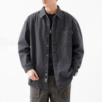 Button Up Shirt Jacket // Black // Style 5 (L)