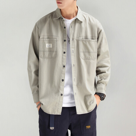 Button Up Shirt Jacket // Light Gray // Style 1 (XS)