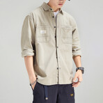 Button Up Shirt Jacket // Khaki // Style 1 (XL)