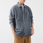 Button Up Shirt Jacket // Gray (L)