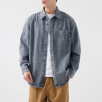 Button Up Shirt Jacket // Gray (L)
