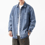 Button Up Shirt Jacket // Blue (M)
