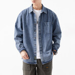 Button Up Shirt Jacket // Blue (S)