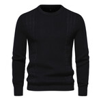 Crewneck Cable Knit Sweater // Black (S)