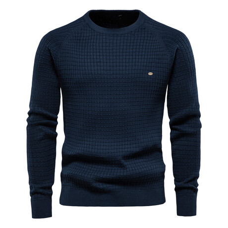 Textured Knit Sweater // Navy Blue (XS)