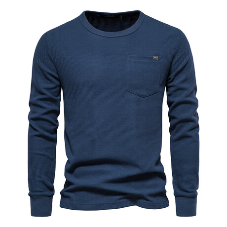 Front Pocket Crewneck Sweater // Navy Blue (XS)