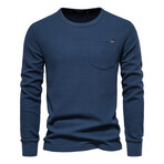 Front Pocket Crewneck Sweater // Navy Blue (L)