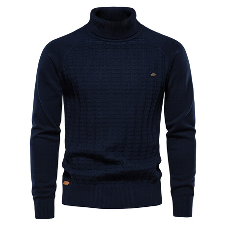 Y334-NAVY-BLUE // Turtleneck Sweater // Navy Blue (XS)