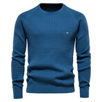 Textured Knit Sweater // Blue (XL)