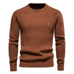 Textured Knit Sweater // Brown (XL)