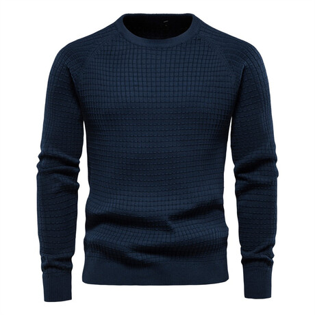 Textured Knit Sweater // Dark Blue (XS)
