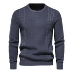 Crewneck Cable Knit Sweater // Dark Gray (M)
