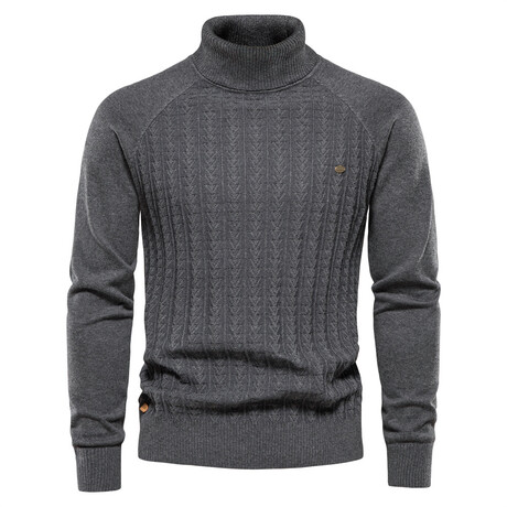 Turtleneck Knit Sweater // Dark Gray (XS)