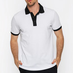 BA827021 // Men's Polo Shirt Short Sleeve	 // White + Black (S)