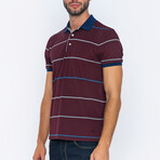 BA398189 // Men's Polo Shirt Short Sleeve	 // Bordeaux + Gray (S)